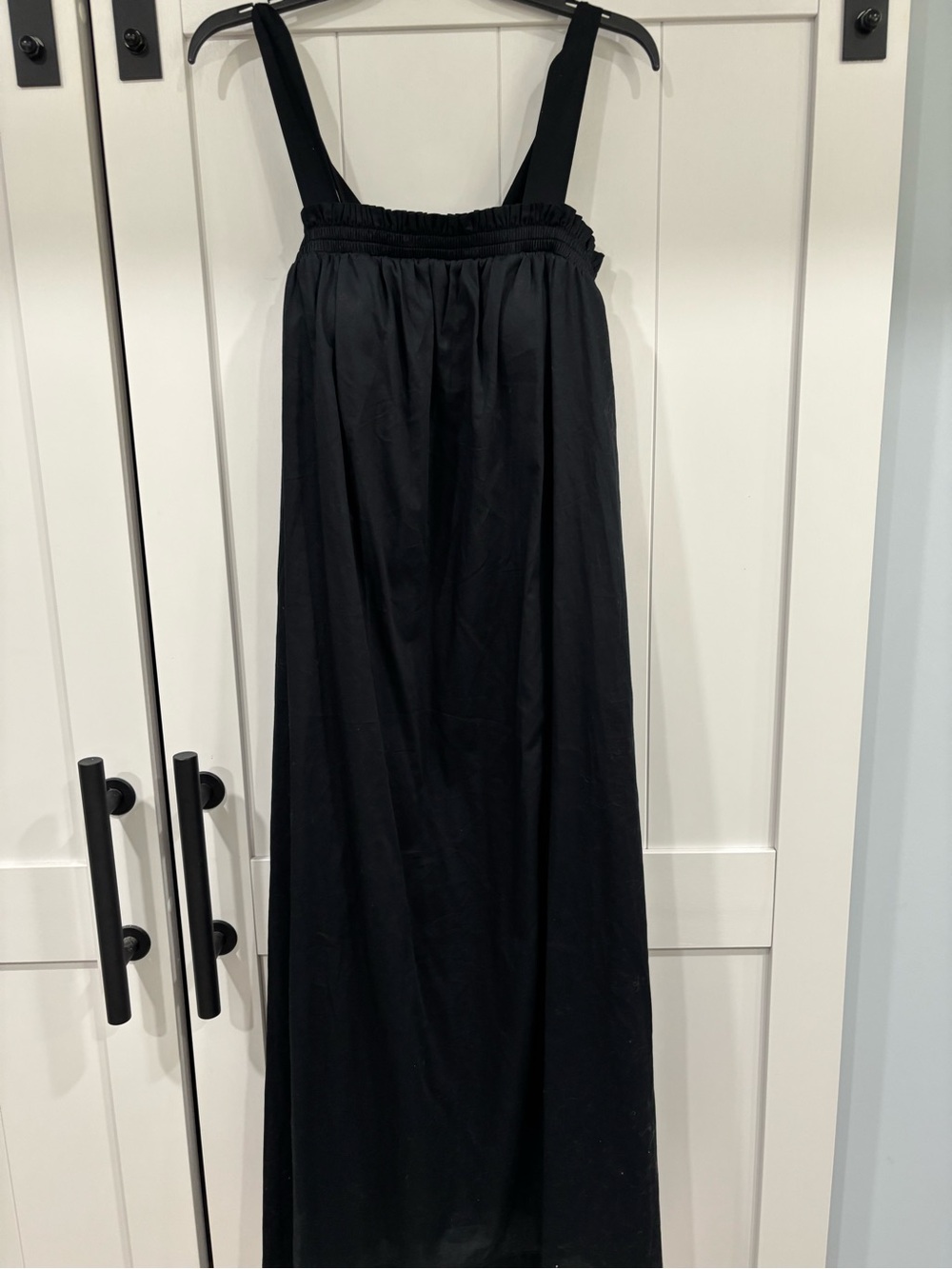 Soma Black Maxi Dress with Smocked Top and Wide Straps